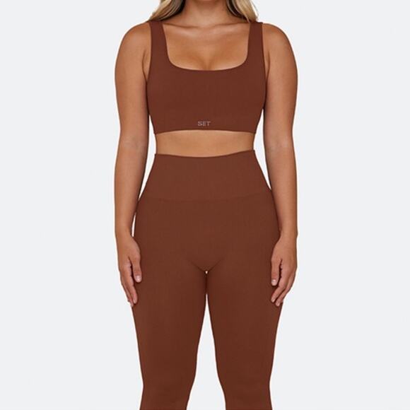 SET Active Sculptflex Seamless Leggings in Copper Brown Size Medium - Picture 7 of 7